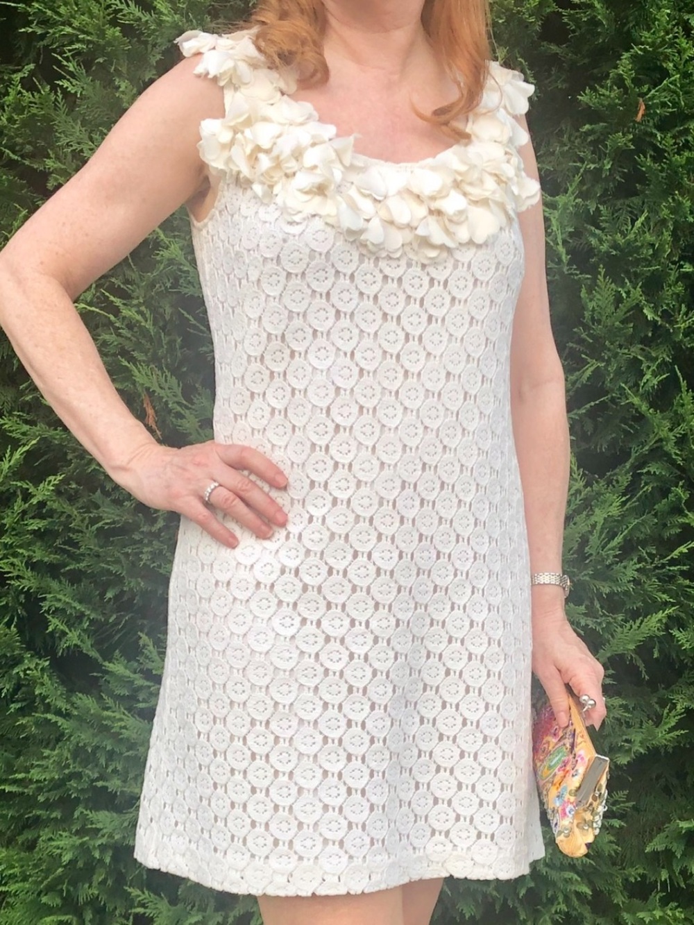 Cynthia Steffe Cream Crochet Floral Appliqué Dress-LIKE NEW• GREAT DEAL🌟